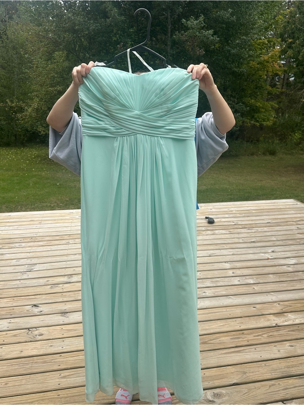 Strapless Mint Green Chiffon bridesmaid dress size 14